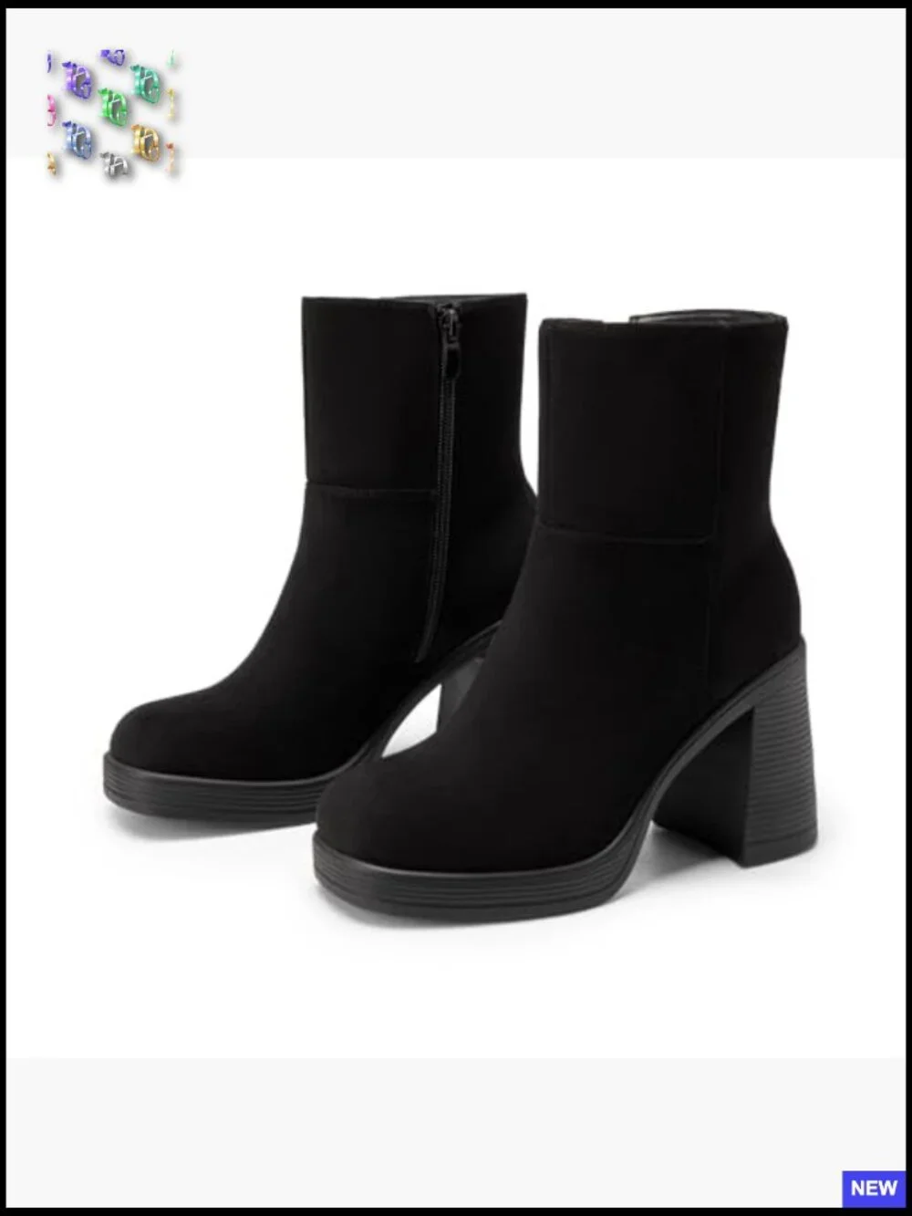 Square Toe Platform Ankle Boots Chunky Block Heel Fashion Dress Booties